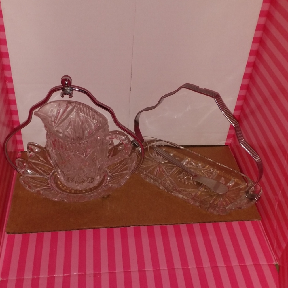 VINTAGE GLASSWARE FOR BUTTER AND HONEY